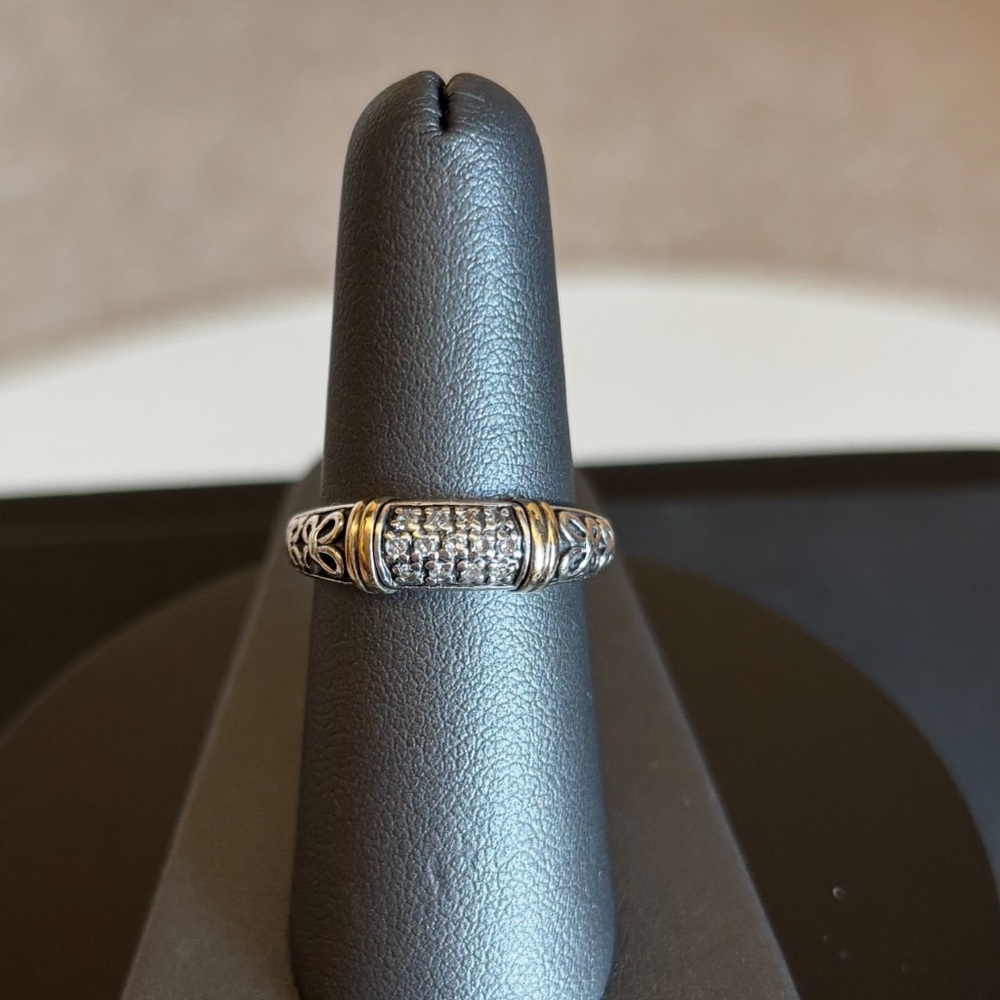 14K Yellow Gold Pave Cluster Genuine Diamond 925 Sterling Silver Ring